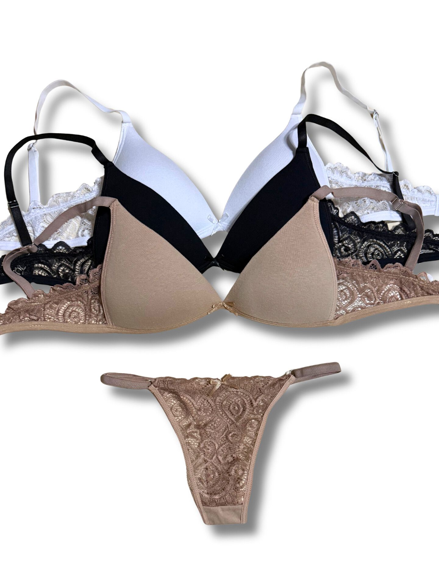 615 CONJUNTO TAZA SOFT ALGODON COMBINADO CON PUNTILLA MAS LESS REGULABLE